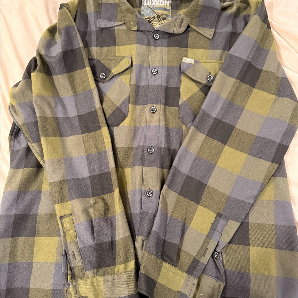 DIXXON The PATTON Men's Checkered Shirt Jacket - Olive and Charcoal